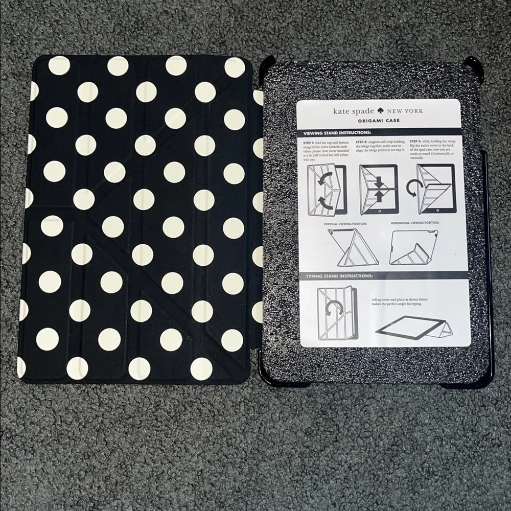 Kate Spade New York Origami Case for iPad mini black and white polka dot pattern